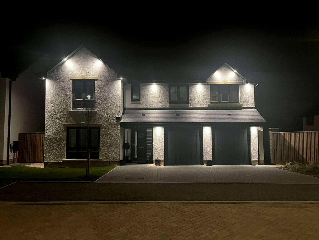Soffit lighting installation enhancing exterior of home in Edinburgh